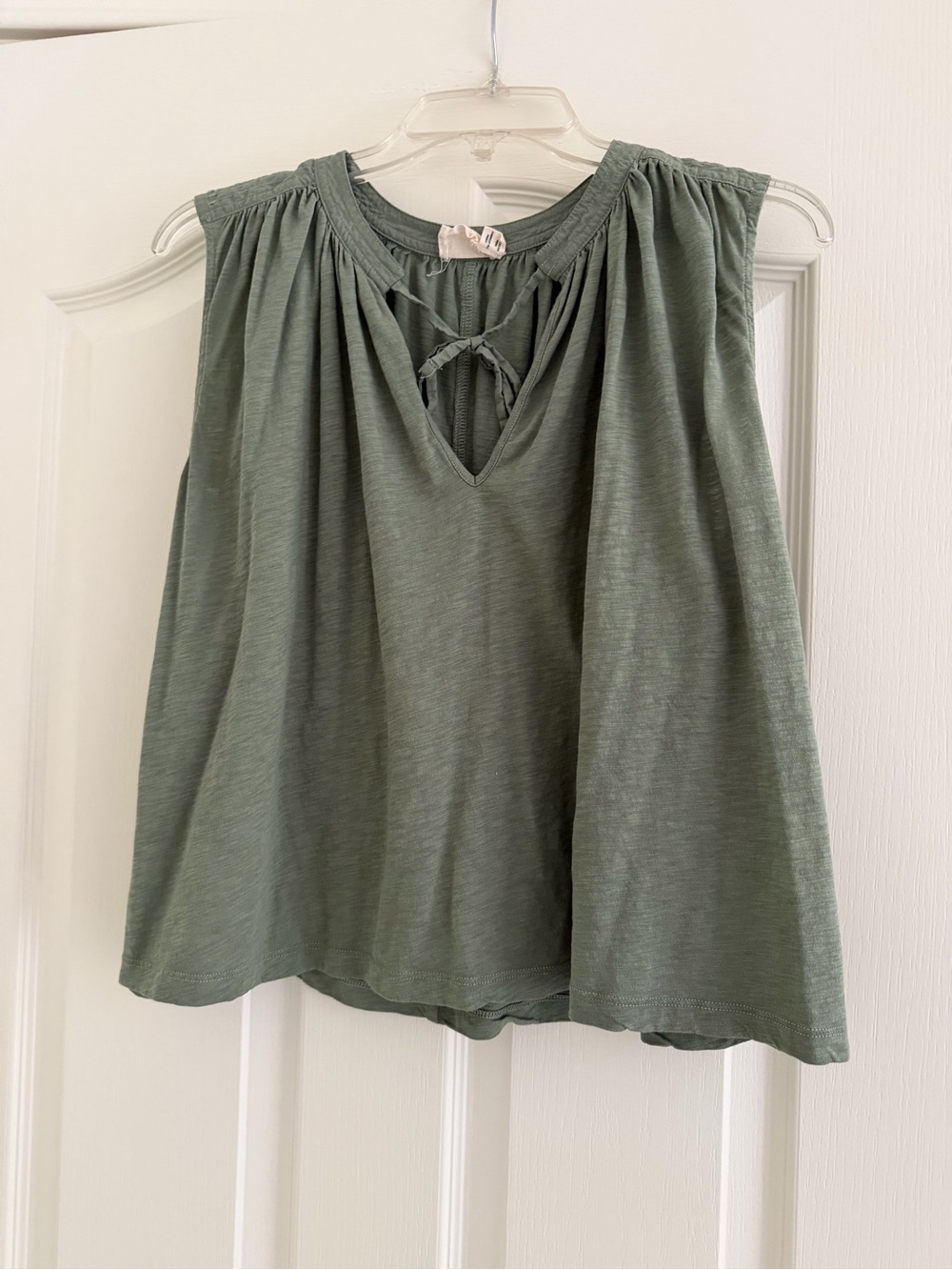 Nation LTD Sage Green Tie-Front Smocked Yoke Camisole